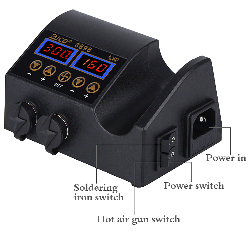 2 In 1 Soldering Rework Station 750W - JCD 8898‑16 750W 2‑인‑1 LCD 디지털