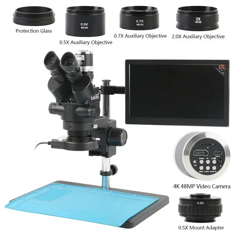 시뮬 포컬 삼안 실체 현미경 3.5배 7배 45배 90 - Trinocular Stereo Microscope 7X-45X 리뷰 및 가격